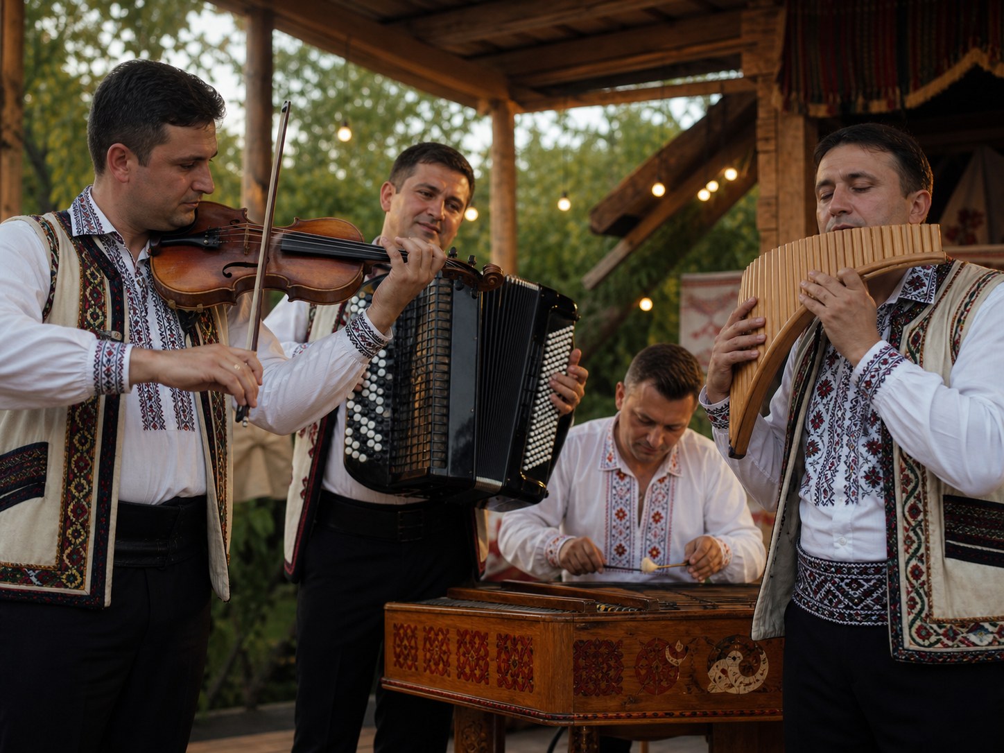 Live Romanian folk music performance at the festival